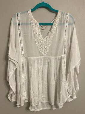 Pure White Embroidered V-Neck Tunic